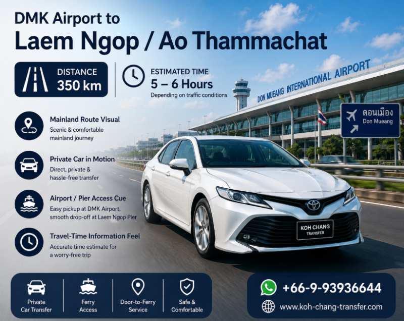 Distance from DMK Airport to Laem Ngop and Ao Thammachat