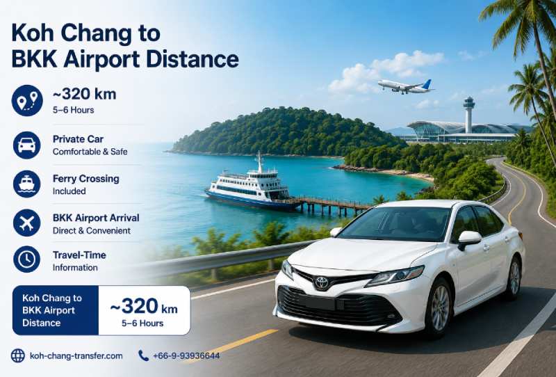 Distance from Koh Chang to BKK Airport
