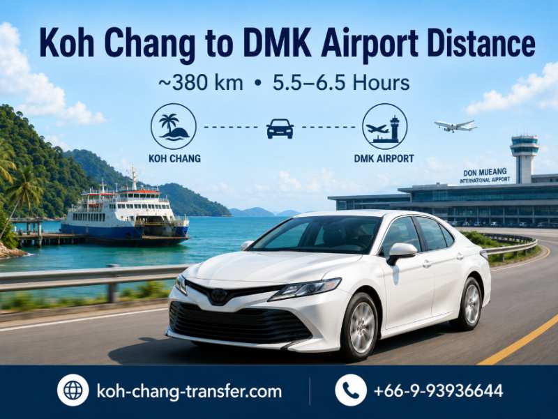 Distance from Koh Chang to DMK Airport
